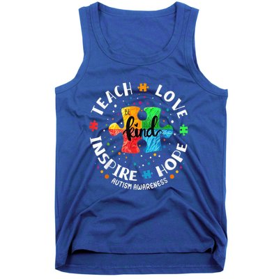 Autism Awareness Teacher Shirt Teach Hope Love Inspire Tank Top