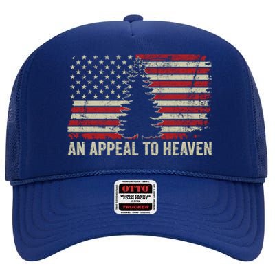 An Appeal To Heaven Gift Usa Revolution Pine Tree American Flag Gift High Crown Mesh Back Trucker Hat