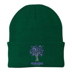 Alzheimer Awareness Tee For Men And Women Purple Butterfly Knit Cap Winter Beanie