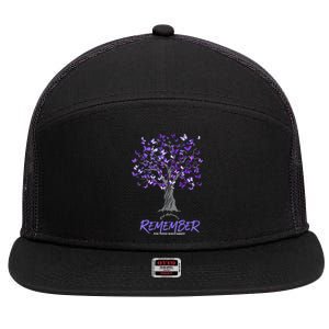 Alzheimer Awareness Tee For Men And Women Purple Butterfly 7 Panel Mesh Trucker Snapback Hat