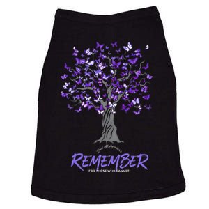 Alzheimer Awareness Tee For Men And Women Purple Butterfly Doggie Tank