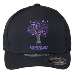 Alzheimer Awareness Tee For Men And Women Purple Butterfly Flexfit Unipanel Trucker Cap