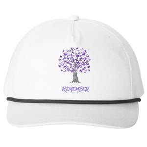 Alzheimer Awareness Tee For Men And Women Purple Butterfly Snapback Five-Panel Rope Hat