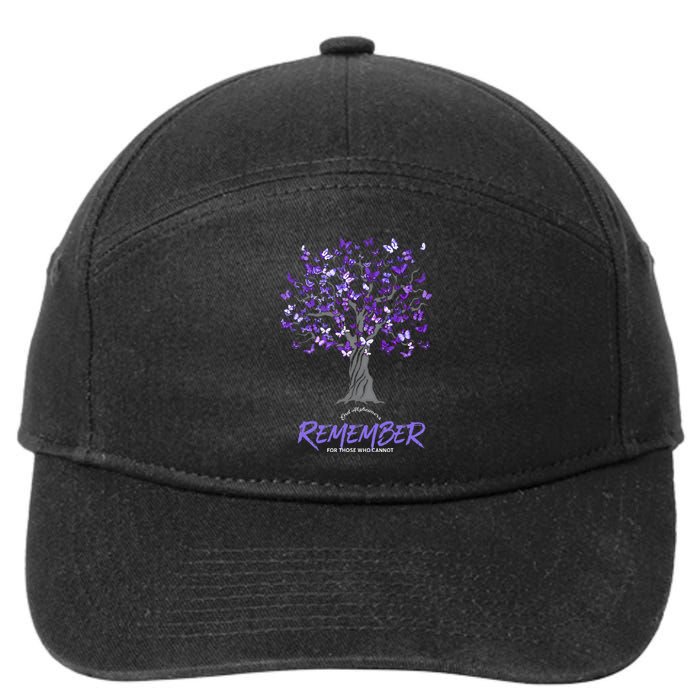 Alzheimer Awareness Tee For Men And Women Purple Butterfly 7-Panel Snapback Hat