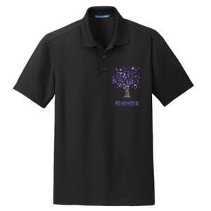 Alzheimer Awareness Tee For Men And Women Purple Butterfly Dry Zone Grid Polo