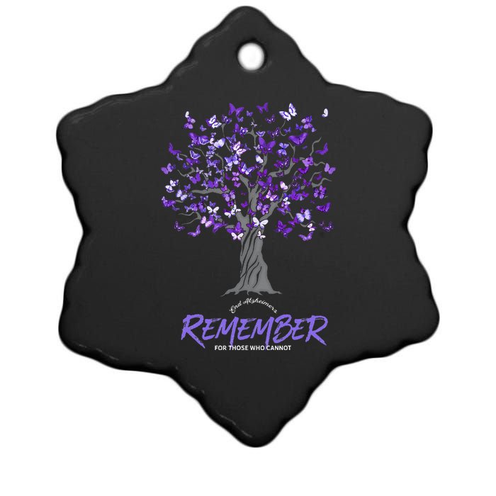 Alzheimer Awareness Tee For Men And Women Purple Butterfly Ceramic Star Ornament