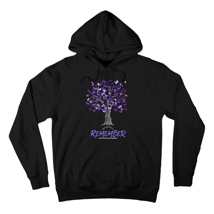 Alzheimer Awareness Tee For Men And Women Purple Butterfly Tall Hoodie