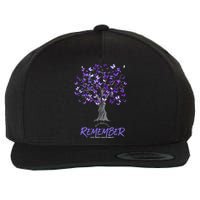 Alzheimer Awareness Tee For Men And Women Purple Butterfly Wool Snapback Cap