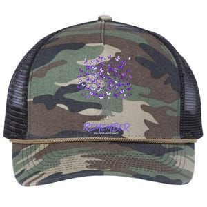 Alzheimer Awareness Tee For Men And Women Purple Butterfly Retro Rope Trucker Hat Cap