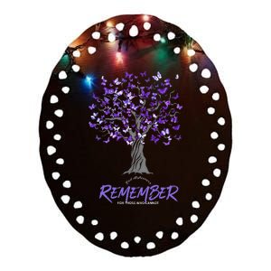 Alzheimer Awareness Tee For Men And Women Purple Butterfly Ceramic Oval Ornament