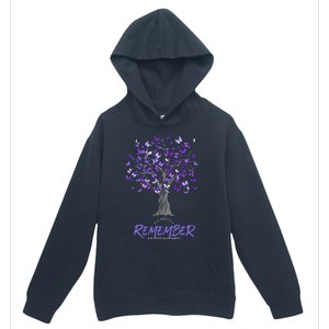 Alzheimer Awareness Tee For Men And Women Purple Butterfly Urban Pullover Hoodie