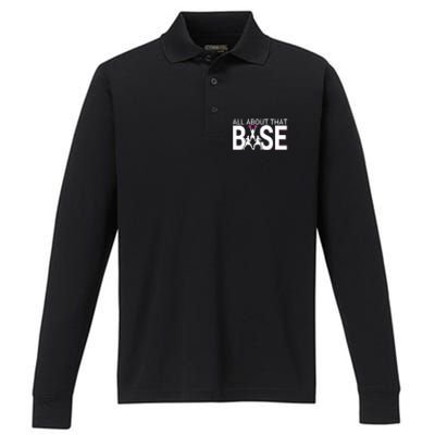 All About That Base Funny Cheerleading Cheer Performance Long Sleeve Polo