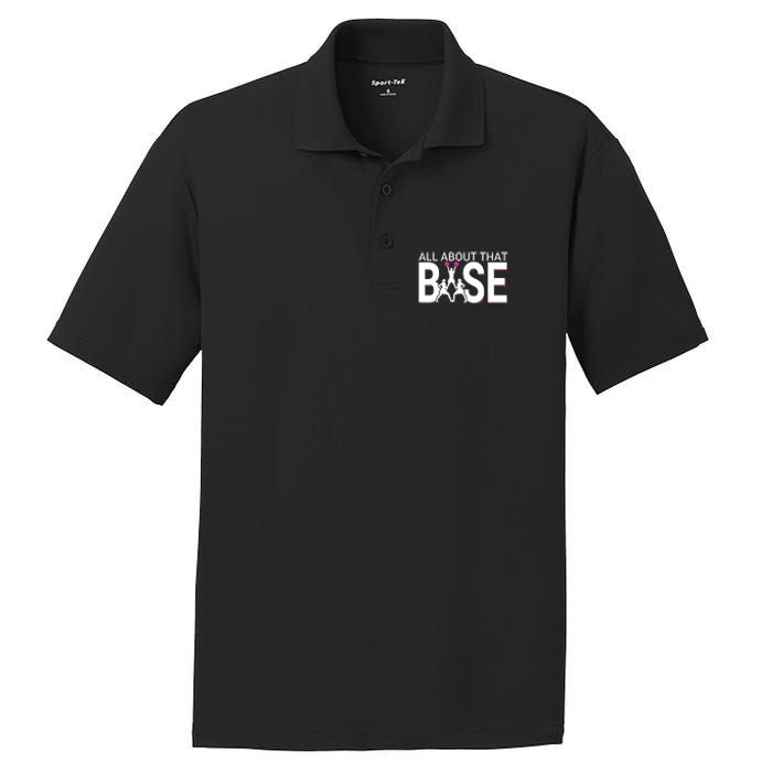 All About That Base Funny Cheerleading Cheer PosiCharge RacerMesh Polo