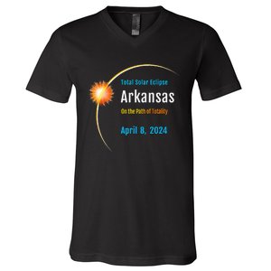 Arkansas AR Total Solar Eclipse 2024 V-Neck T-Shirt