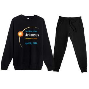 Arkansas AR Total Solar Eclipse 2024 Premium Crewneck Sweatsuit Set