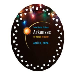 Arkansas AR Total Solar Eclipse 2024 Ceramic Oval Ornament