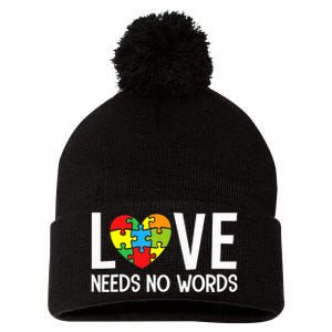 Autism Awareness Teacher Shirt Love Needs No Word Special Ed Pom Pom 12in Knit Beanie