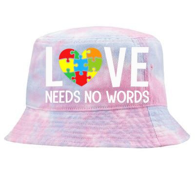 Autism Awareness Teacher Shirt Love Needs No Word Special Ed Tie-Dyed Bucket Hat