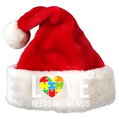 Autism Awareness Teacher Shirt Love Needs No Word Special Ed Premium Christmas Santa Hat