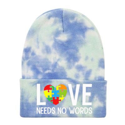 Autism Awareness Teacher Shirt Love Needs No Word Special Ed Tie Dye 12in Knit Beanie