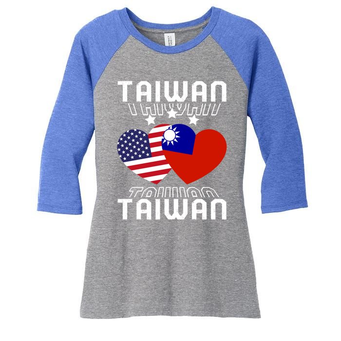 America And Taiwan Taiwanese American Flag Dual Nationality Cool Gift Women's Tri-Blend 3/4-Sleeve Raglan Shirt