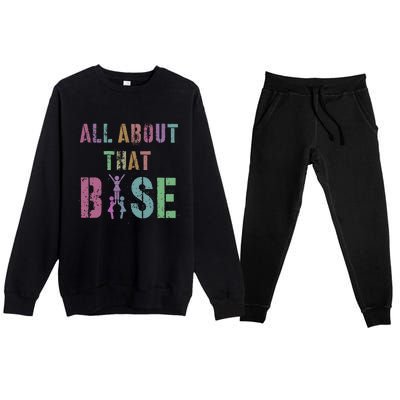 All About That Base Cheerleading Team Cheer Squad Premium Crewneck Sweatsuit Set