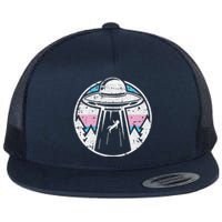 Alien Abduction Transg Pride Lgbtq Gaylien Transg Ufo Flat Bill Trucker Hat