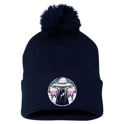 Alien Abduction Transg Pride Lgbtq Gaylien Transg Ufo Pom Pom 12in Knit Beanie