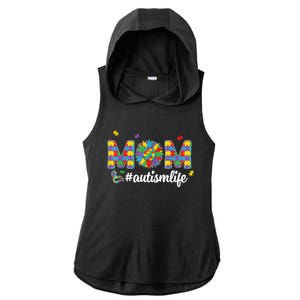 Autism Awareness Tee Mom Life For Autism Mom Ladies PosiCharge Tri-Blend Wicking Draft Hoodie Tank