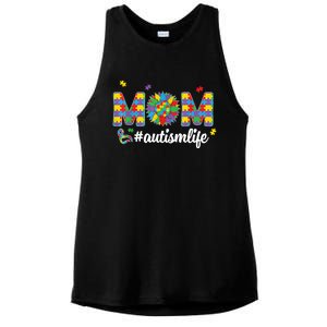 Autism Awareness Tee Mom Life For Autism Mom Ladies PosiCharge Tri-Blend Wicking Tank