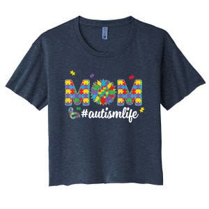 Autism Awareness Tee Mom Life For Autism Mom Women's Crop Top Tee