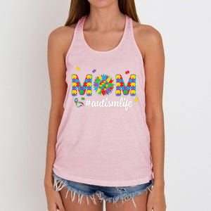 Autism Awareness Tee Mom Life For Autism Mom Women's Knotted Racerback Tank