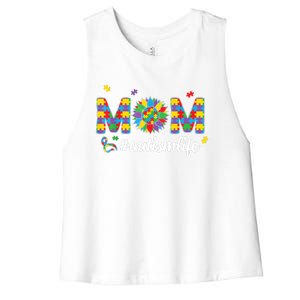 Autism Awareness Tee Mom Life For Autism Mom Women's Racerback Cropped Tank