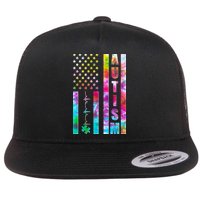 Autism Awareness Tie Dye USA American Flag Flatbill Hat