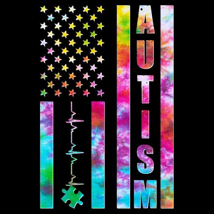 Autism Awareness Tie Dye USA American Flag Flatbill Hat