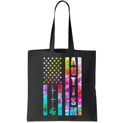 Autism Awareness Tie Dye USA American Flag Bag