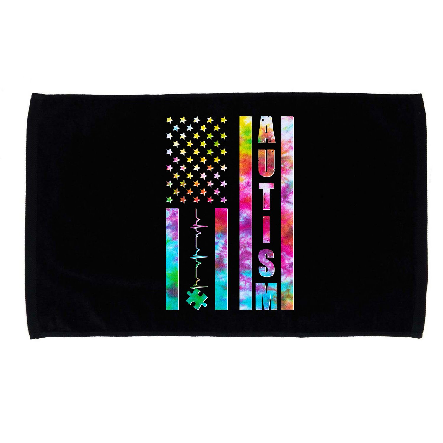 Autism Awareness Tie Dye USA American Flag Microfiber Hand Towel
