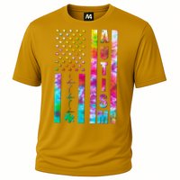 Autism Awareness Tie Dye USA American Flag Cooling Performance Crew T-Shirt