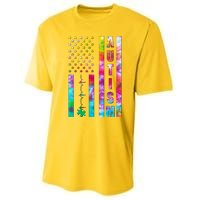 Autism Awareness Tie Dye USA American Flag Performance Sprint T-Shirt