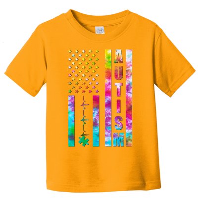 Autism Awareness Tie Dye USA American Flag Toddler T-Shirt