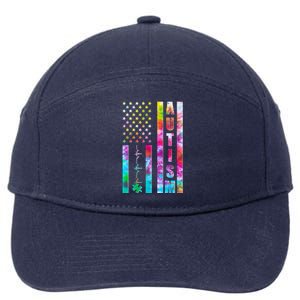 Autism Awareness Tie Dye USA American Flag 7-Panel Snapback Hat