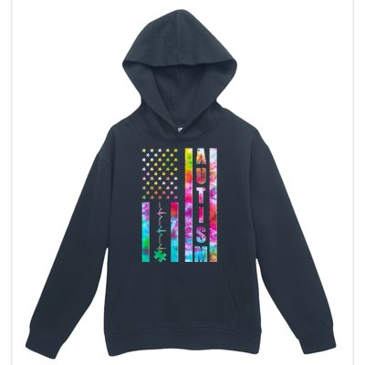 Autism Awareness Tie Dye USA American Flag Urban Pullover Hoodie