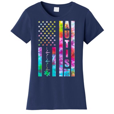 Autism Awareness Tie Dye USA American Flag Women's T-Shirt