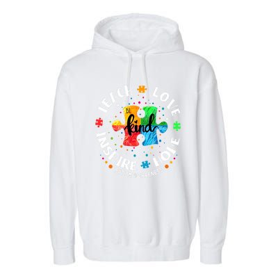 Autism Awareness Teacher Teach Hope Love Inspire Garment-Dyed Fleece Hoodie