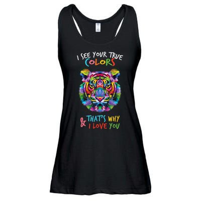 Autism Awareness Tiger I See Your True Colors I Love You Ladies Essential Flowy Tank