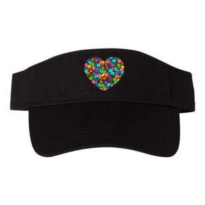 Autism Awareness Teacher Hand Print Heart Love Tee Valucap Bio-Washed Visor