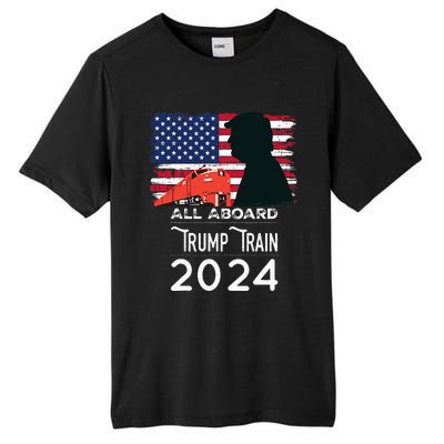 All Aboard Trump Train 2024 American Flag Tall Fusion ChromaSoft Performance T-Shirt