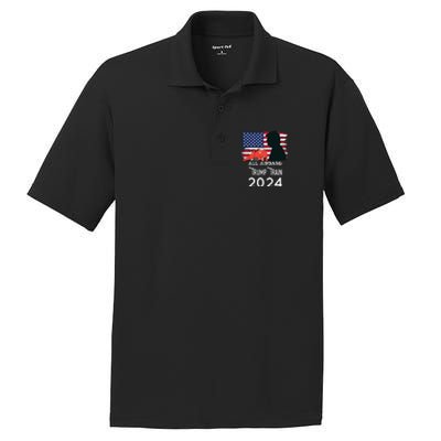 All Aboard Trump Train 2024 American Flag PosiCharge RacerMesh Polo