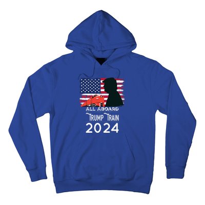 All Aboard Trump Train 2024 American Flag Hoodie