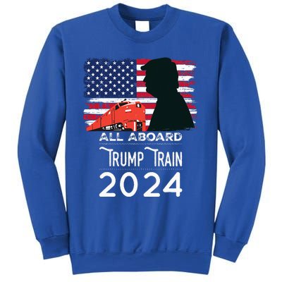 All Aboard Trump Train 2024 American Flag Sweatshirt